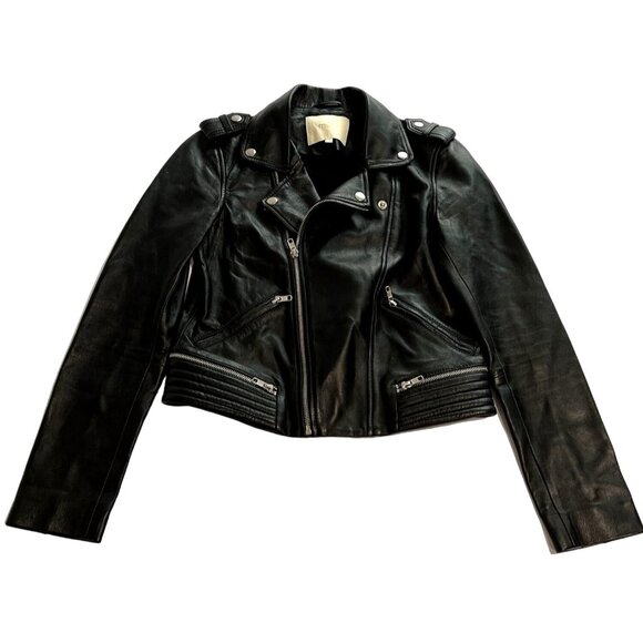 Maje Leather Jacket in Black - Picture 6 of 8